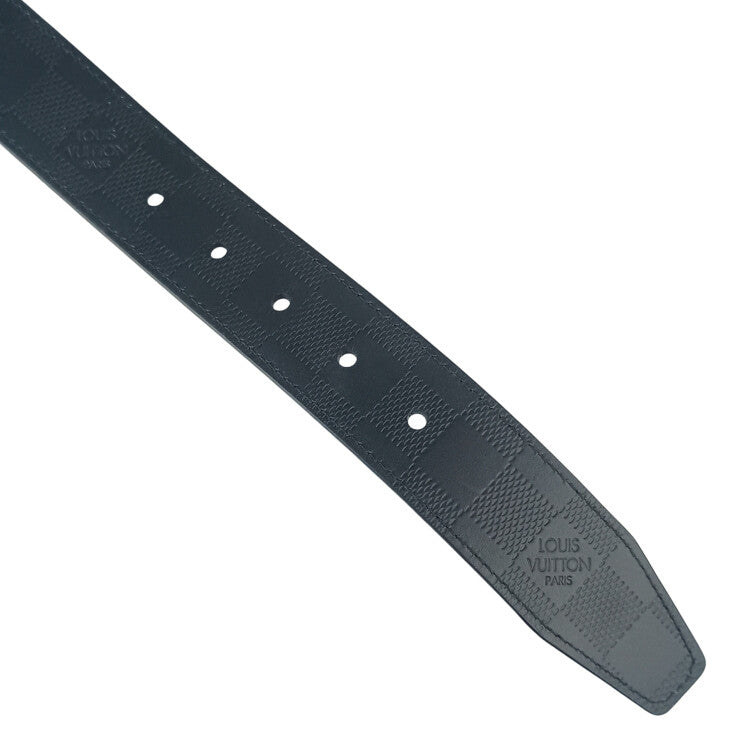LOUIS VUITTON ルイヴィトン ベルト サンチュール スレンダー M9906 ブラック系 ダミエアンフィニ メンズ シルバー金具 美品