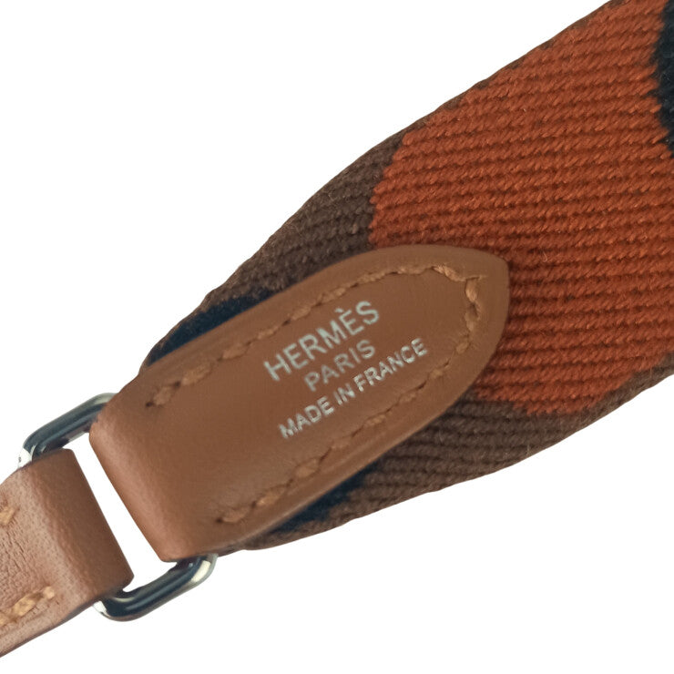 HERMES エルメス ストラップ FLIPPERBALL TO GO 110 082253CK ブラウン系 キャンバス レディース シルバー金具 新品未使用展示品