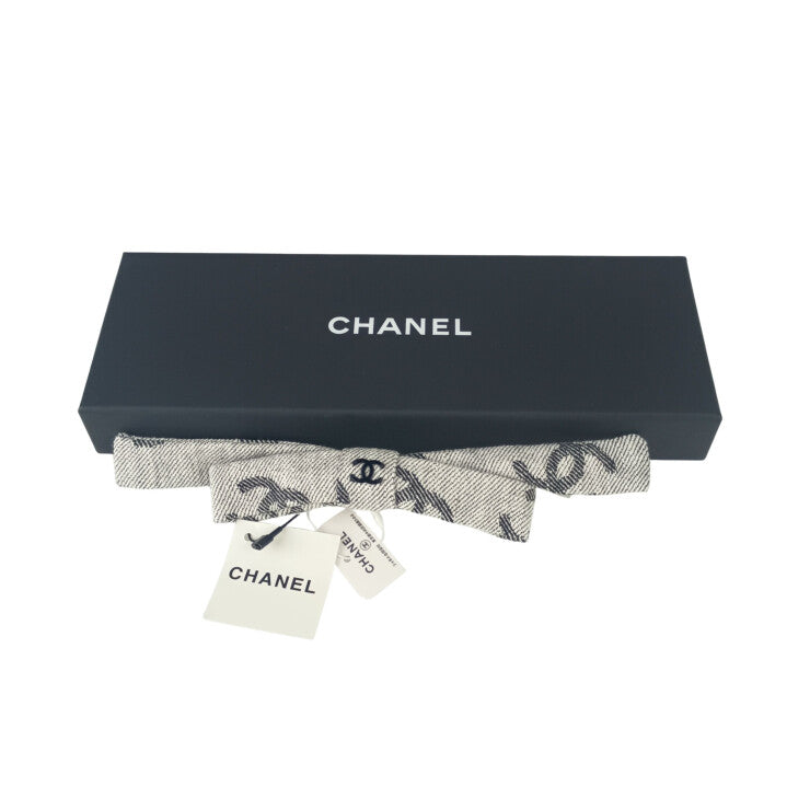 CHANEL シャネル バレッタ ココマーク リボン バレッタ AA8273 グレー系 コットン レディース ヘアアクセサリー 新品未使用展示品