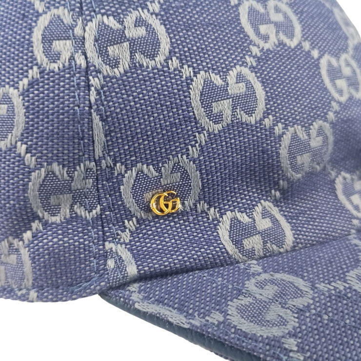 GUCCI グッチ キャップ キャップ M/58 748475 4HG62 ブルー系 コットン ユニセックス 帽子 新品未使用展示品