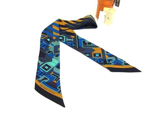 HERMES エルメス リボンスカーフ ツイリー 062881S02 マルチカラー シルク100% レディース LE FIL D'ARIANE アリアドネの糸 超美品