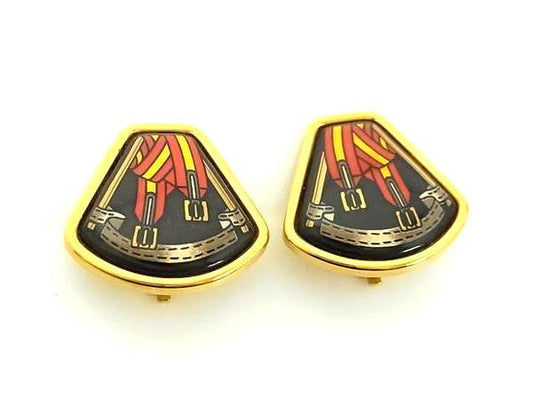 HERMES エルメス イヤリング エマイユ ゴールド マルチカラー メタル 七宝焼き レディース