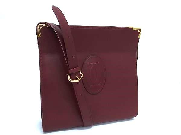 Cartier カルティエ ショルダーバッグ マストライン ボルドー レザー レディース ゴールド金具