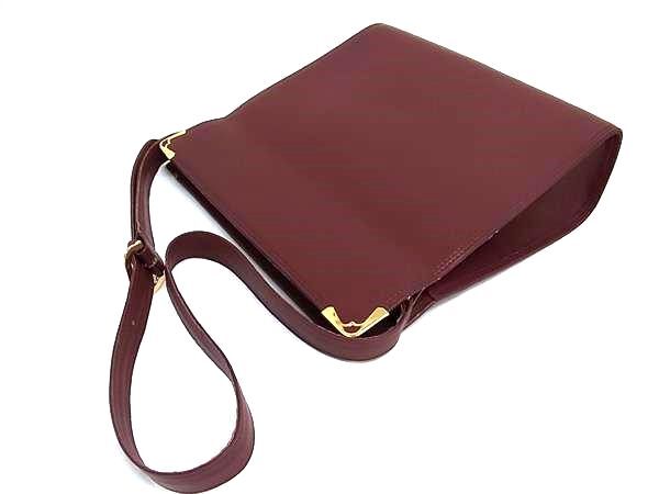 Cartier カルティエ ショルダーバッグ マストライン ボルドー レザー レディース ゴールド金具