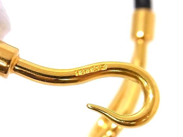 HERMES エルメス ブレスレット ジャンボ ブラック レザー ユニセックス 編み込み ゴールド金具 美品