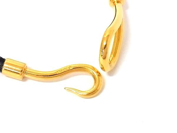 HERMES エルメス ブレスレット ジャンボ ブラック レザー ユニセックス 編み込み ゴールド金具 美品