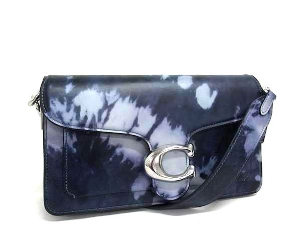 COACH コーチ ショルダーバッグ THE TABBY BAG タビー CU082 ネイビー系 レザー レディース シルバー金具 美品