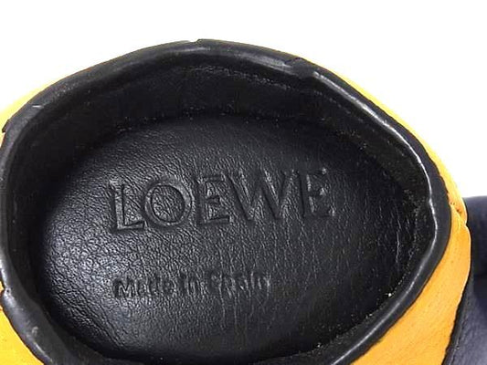 LOEWE ロエベ コインケース アニマルコレクション ネイビー イエロー レザー ユニセックス エレファント 象 ゾウ シルバー金具 美品