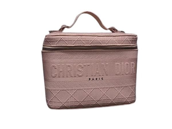 ChristianDior クリスチャンディオール バニティバッグ カナージュ ピンク キャンバス レディース シルバー金具 美品