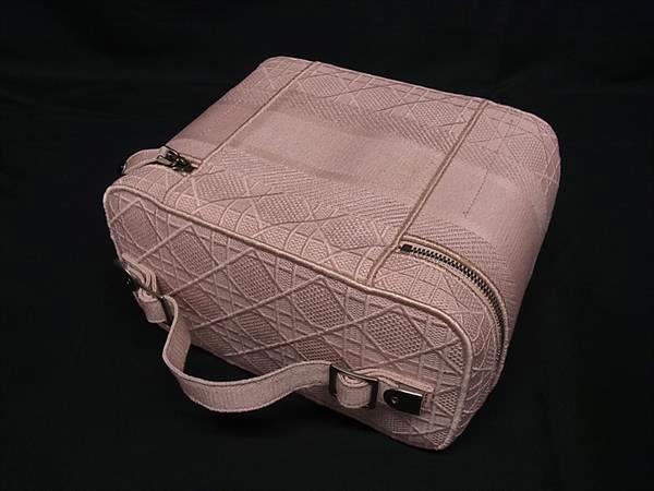 ChristianDior クリスチャンディオール バニティバッグ カナージュ ピンク キャンバス レディース シルバー金具 美品