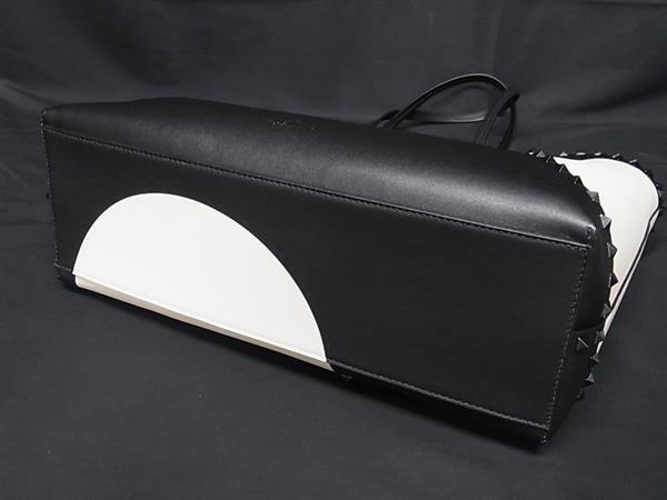 VALENTINO GARAVANI ヴァレンティノ ガラヴァーニ トートバッグ ロックスタッズ ブラック アイボリー レザー レディース 美品
