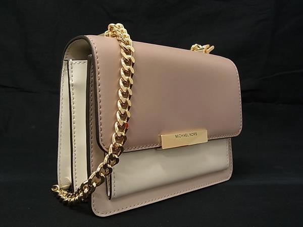 MICHAEL KORS マイケルコース ショルダーバッグ 32S9GJ4C0T ピンクベージュ アイボリー レザー レディース チェーン ゴールド金具 超美品