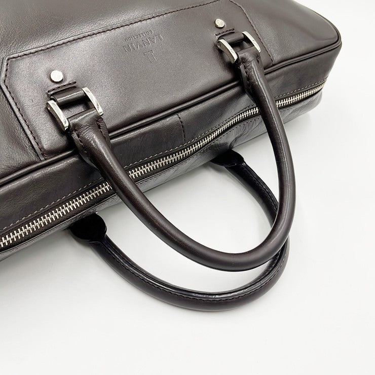 LANVIN COLLECTION ランバンコレクション ビジネスバッグ ブリーフケース ダークブラウン レザー メンズ