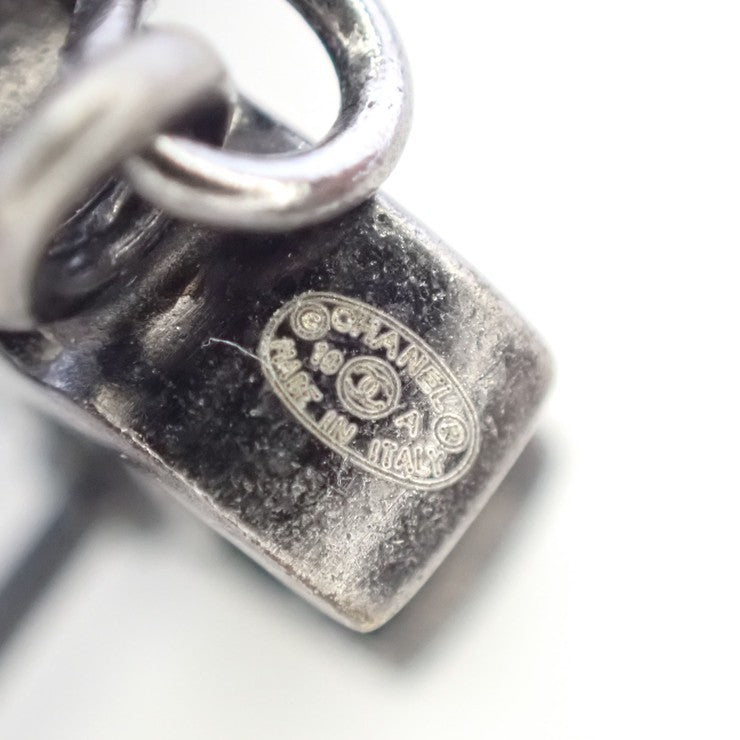 CHANEL シャネル ピアス ココマーク ボールピアス ネイビー系 シルバー系 レジン メタル レディース マーブル模様 美品