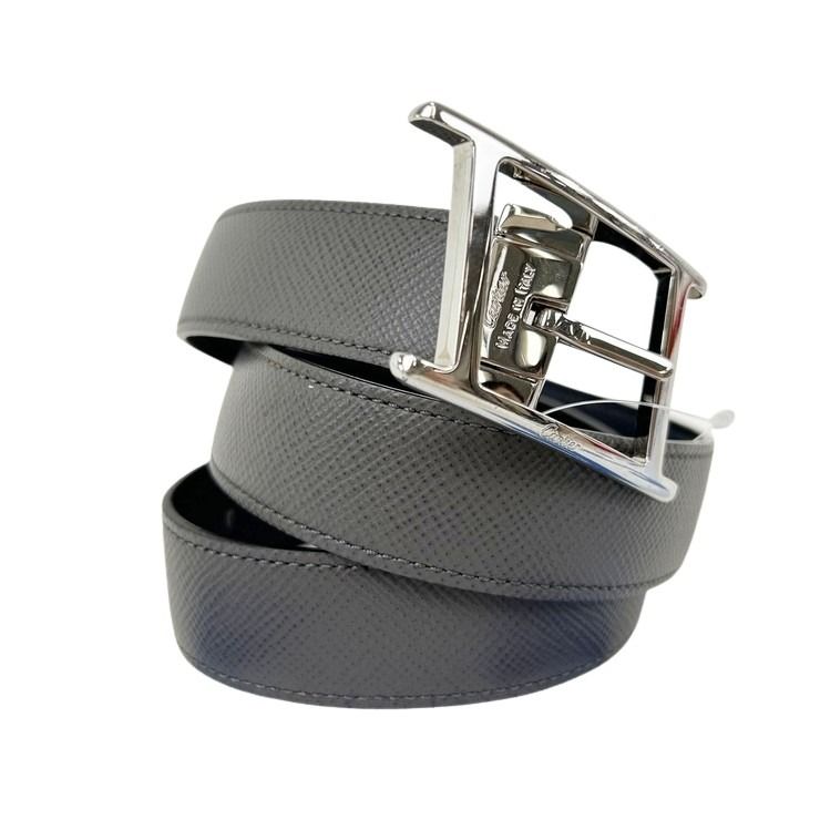 Cartier カルティエ ベルト タンク アシンメトリック ドゥ ベルト ネイビー グレー レザー ユニセックス シルバー金具