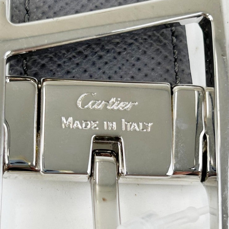 Cartier カルティエ ベルト タンク アシンメトリック ドゥ ベルト ネイビー グレー レザー ユニセックス シルバー金具