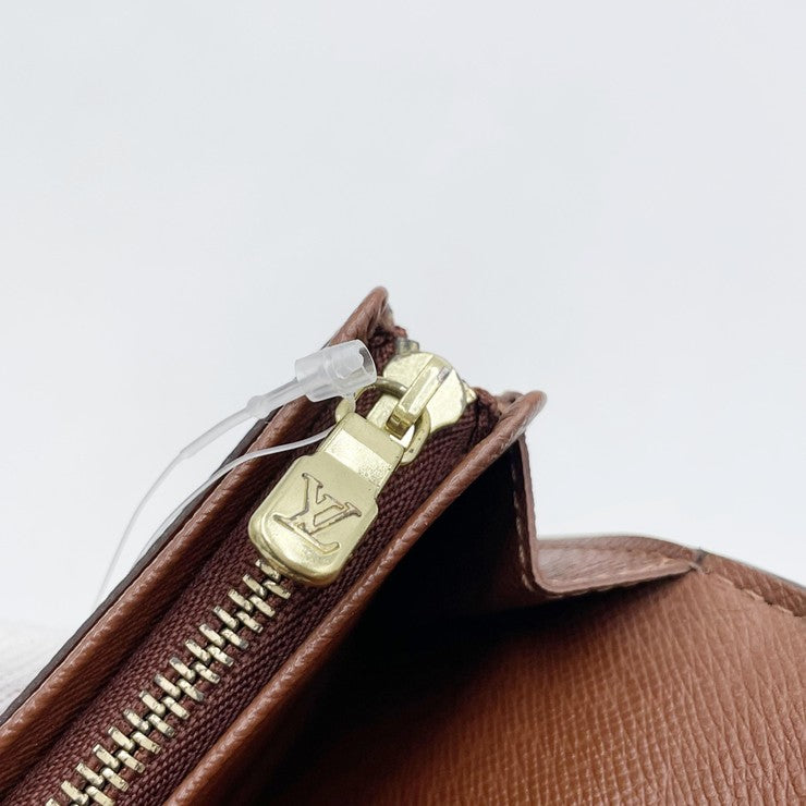 LOUIS VUITTON ルイヴィトン 財布 モノグラム ポルトモネビエ･トレゾール M61730 ブラウン モノグラム レディース 二つ折り財布 美品