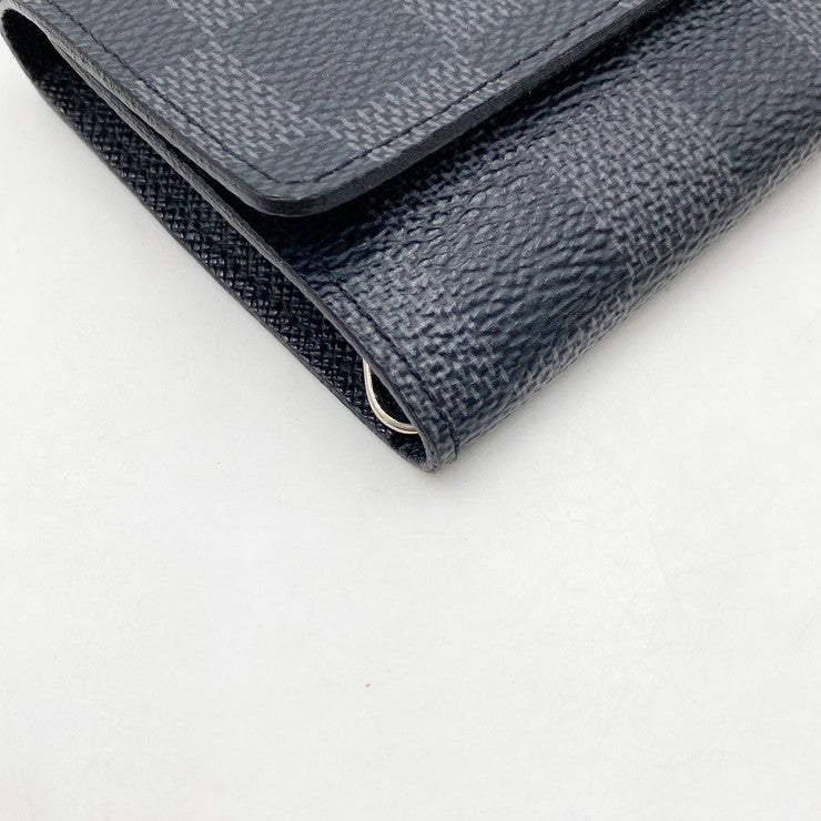 LOUIS VUITTON ルイヴィトン キーケース グラフィット ポルトクレ･ヴォワテュール N63139 ブラック系 ダミエ グラフィット メンズ 3連 美品