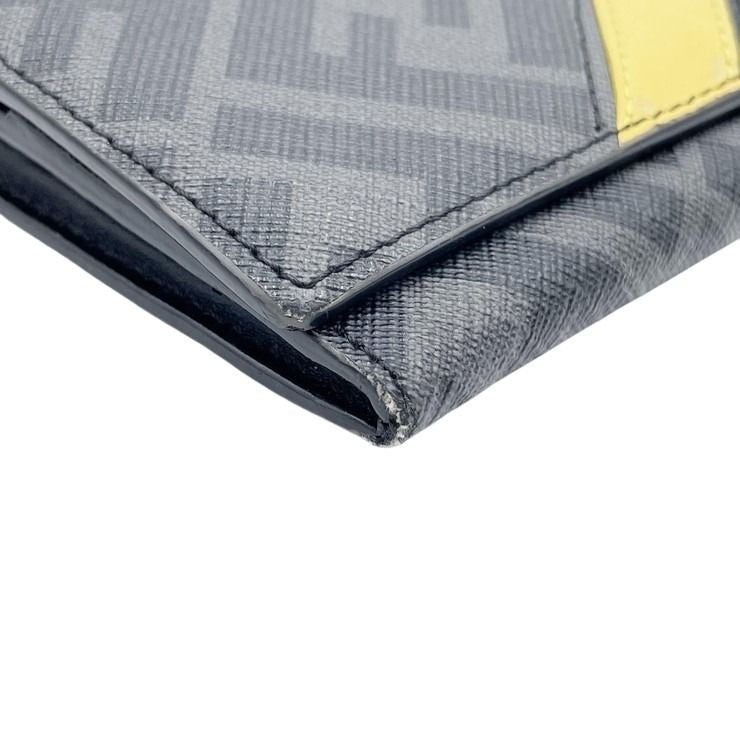 FENDI フェンディ 長財布 コンチネンタル ウォレット 7M0264 A9XS ブラック×グレー×イエロー PVC レザー メンズ ズッカ 二つ折り財布 美品
