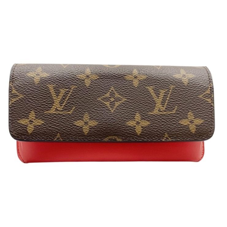 LOUIS VUITTON ルイヴィトン 眼鏡ケース エテュイ･リュネット ウディ GI0372 ブラウン レッド モノグラム レディース