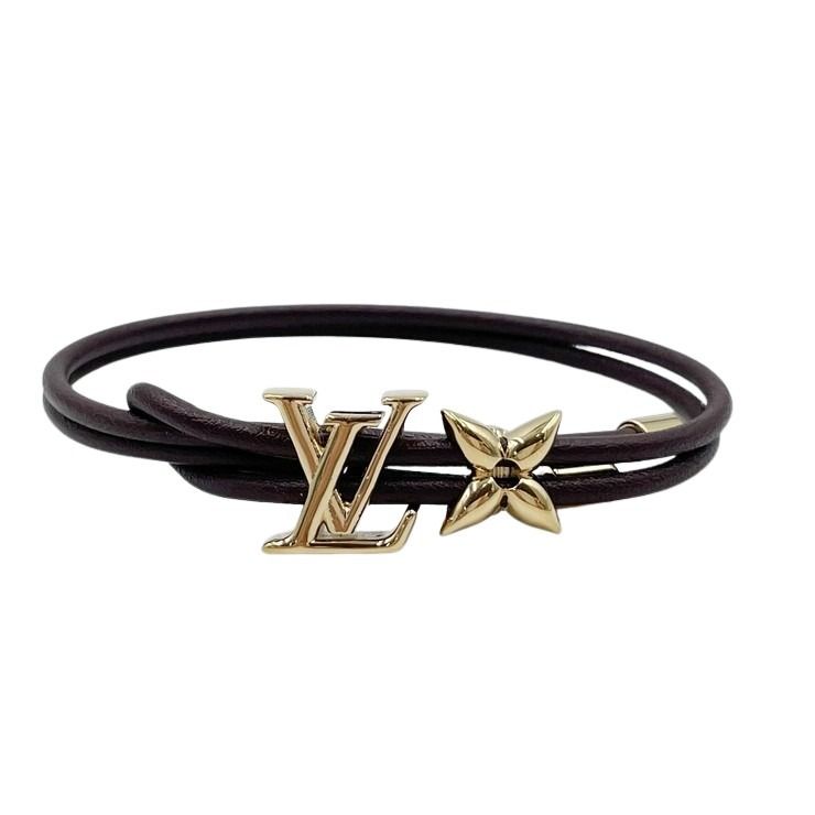 LOUIS VUITTON ルイヴィトン ブレスレット ブレスレット･LVブルーム M4310Z ゴールド ブラウン GP×レザー レディース ゴールド金具 美品