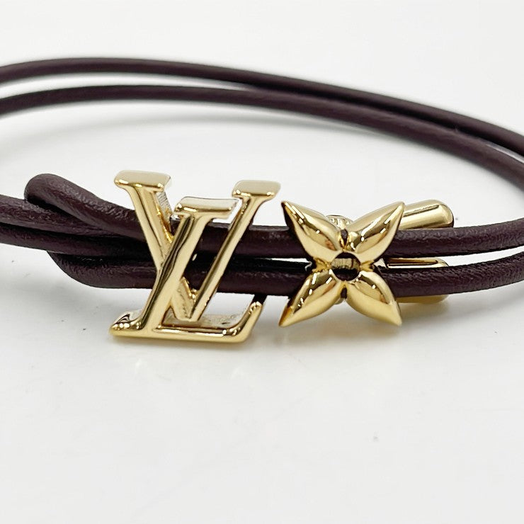 LOUIS VUITTON ルイヴィトン ブレスレット ブレスレット･LVブルーム M4310Z ゴールド ブラウン GP×レザー レディース ゴールド金具 美品