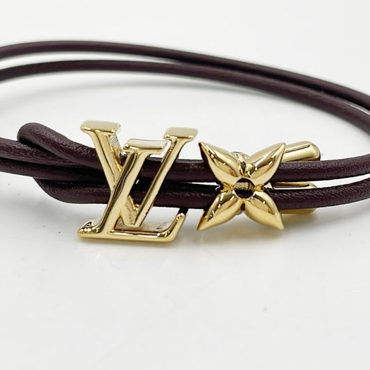 LOUIS VUITTON ルイヴィトン ブレスレット ブレスレット･LVブルーム M4310Z ゴールド ブラウン GP×レザー レディース ゴールド金具 美品