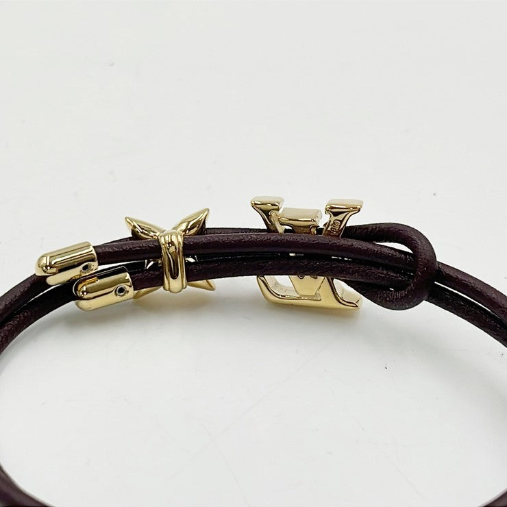 LOUIS VUITTON ルイヴィトン ブレスレット ブレスレット･LVブルーム M4310Z ゴールド ブラウン GP×レザー レディース ゴールド金具 美品
