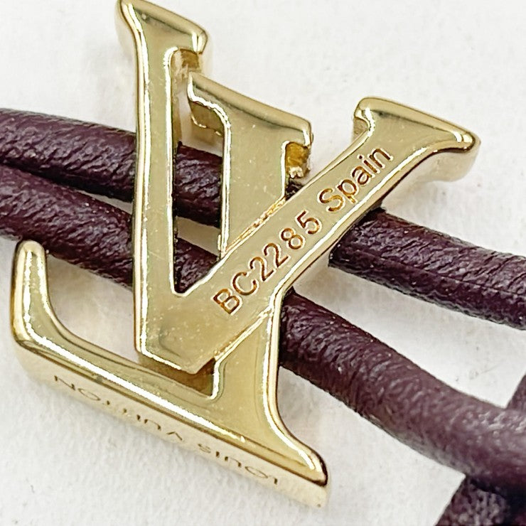 LOUIS VUITTON ルイヴィトン ブレスレット ブレスレット･LVブルーム M4310Z ゴールド ブラウン GP×レザー レディース ゴールド金具 美品