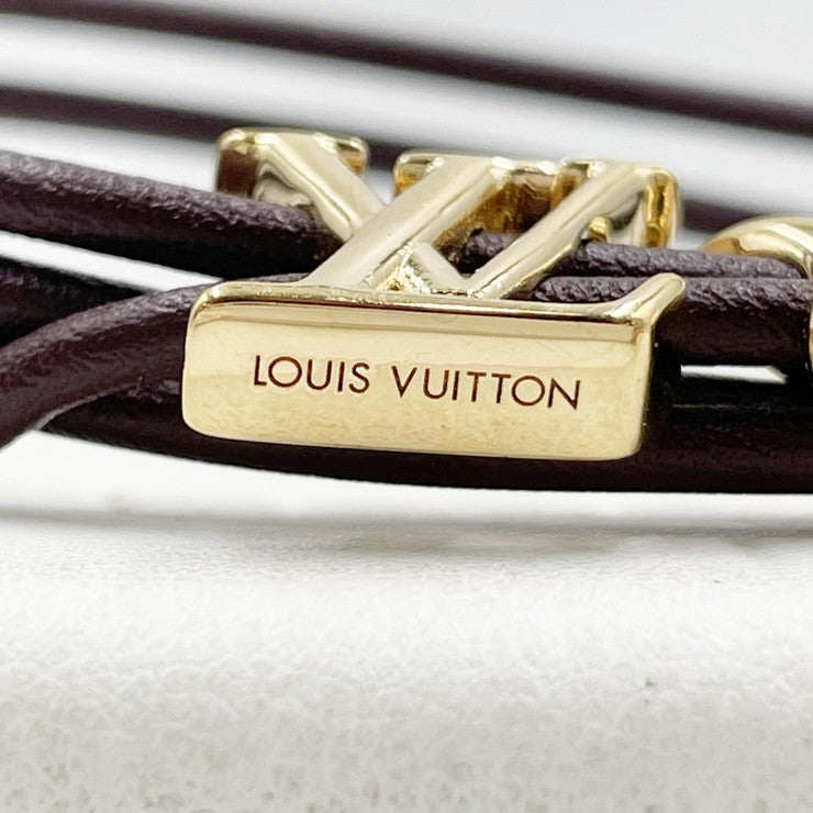 LOUIS VUITTON ルイヴィトン ブレスレット ブレスレット･LVブルーム M4310Z ゴールド ブラウン GP×レザー レディース ゴールド金具 美品