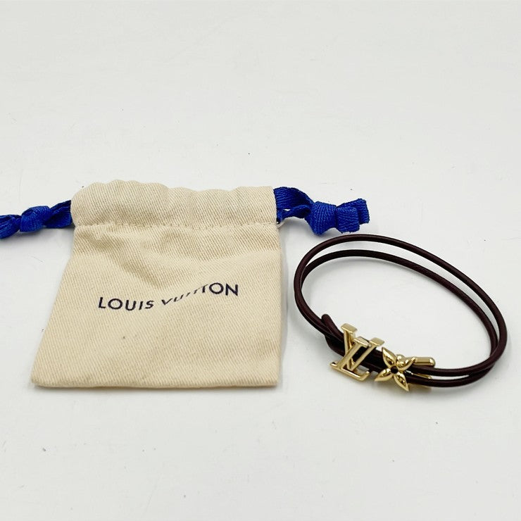 LOUIS VUITTON ルイヴィトン ブレスレット ブレスレット･LVブルーム M4310Z ゴールド ブラウン GP×レザー レディース ゴールド金具 美品