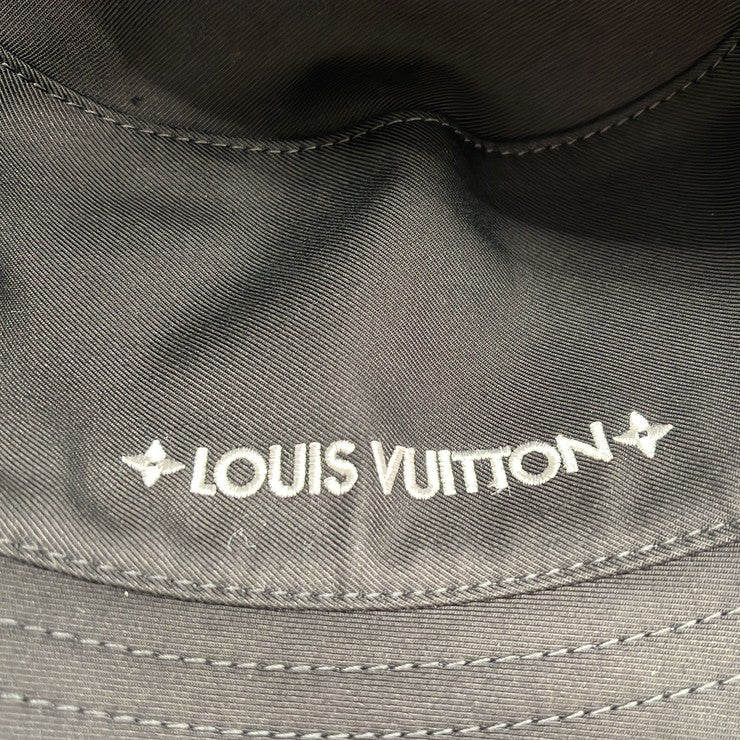 LOUIS VUITTON ルイヴィトン ハット バケットハット･LVマイン M7961M ブラック コットン ユニセックス モノグラム リバーシブル LVサークル ゴールド金具 美品