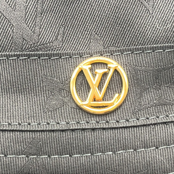 LOUIS VUITTON ルイヴィトン ハット バケットハット･LVマイン M7961M ブラック コットン ユニセックス モノグラム リバーシブル LVサークル ゴールド金具 美品