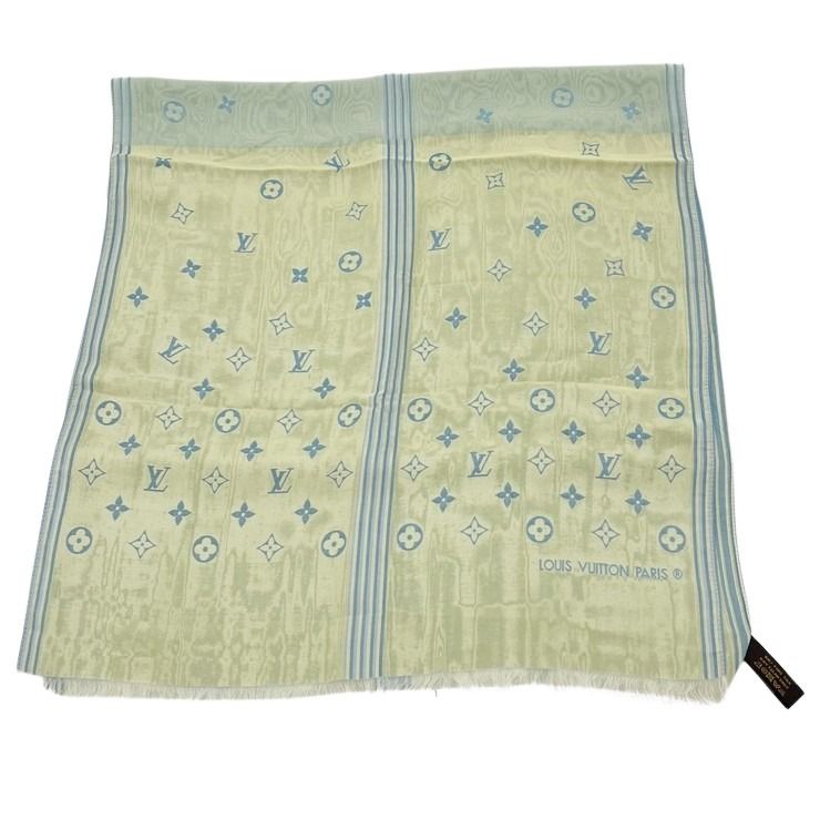LOUIS VUITTON ルイヴィトン ストール ブルー系 グリーン系 シルク100％ レディース
