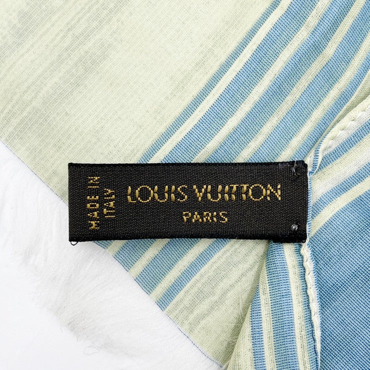 LOUIS VUITTON ルイヴィトン ストール ブルー系 グリーン系 シルク100％ レディース