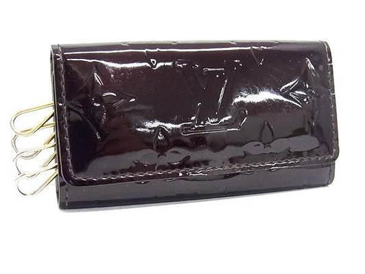 LOUIS VUITTON ルイヴィトン キーケース ミュルティクレ4 M93517 アマラント(パープル系) モノグラムヴェルニ ユニセックス 4連 ゴールド金具 美品