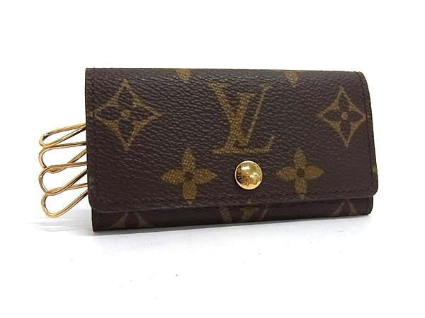 LOUIS VUITTON ルイヴィトン キーケース ミュルティクレ4 M62631 ブラウン系 モノグラム ユニセックス 4連 ゴールド金具 美品