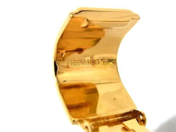 HERMES エルメス イヤリング エマイユ ゴールド系×レッド系 七宝焼 メタル レディース 美品
