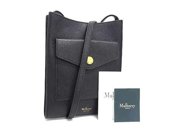 MULBERRY マルベリー ショルダーバッグ ブラック系 レザー レディース クロスボディ斜め掛け フォンポーチ スマホショルダー 超美品
