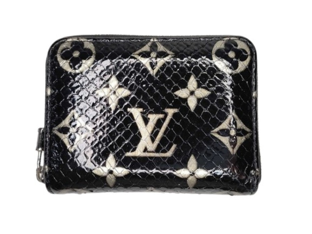 LOUIS VUITTON ルイヴィトン コインケース ジッピーコインパース N97059 ブラック系 モノグラム エキゾチックレザー（パイソン） ユニセックス シルバー金具 美品