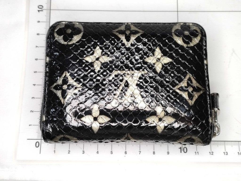LOUIS VUITTON ルイヴィトン コインケース ジッピーコインパース N97059 ブラック系 モノグラム エキゾチックレザー（パイソン） ユニセックス シルバー金具 美品