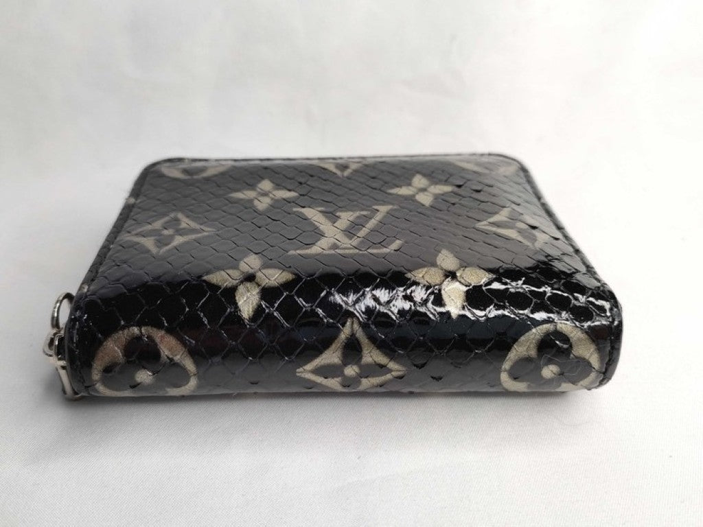 LOUIS VUITTON ルイヴィトン コインケース ジッピーコインパース N97059 ブラック系 モノグラム エキゾチックレザー（パイソン） ユニセックス シルバー金具 美品