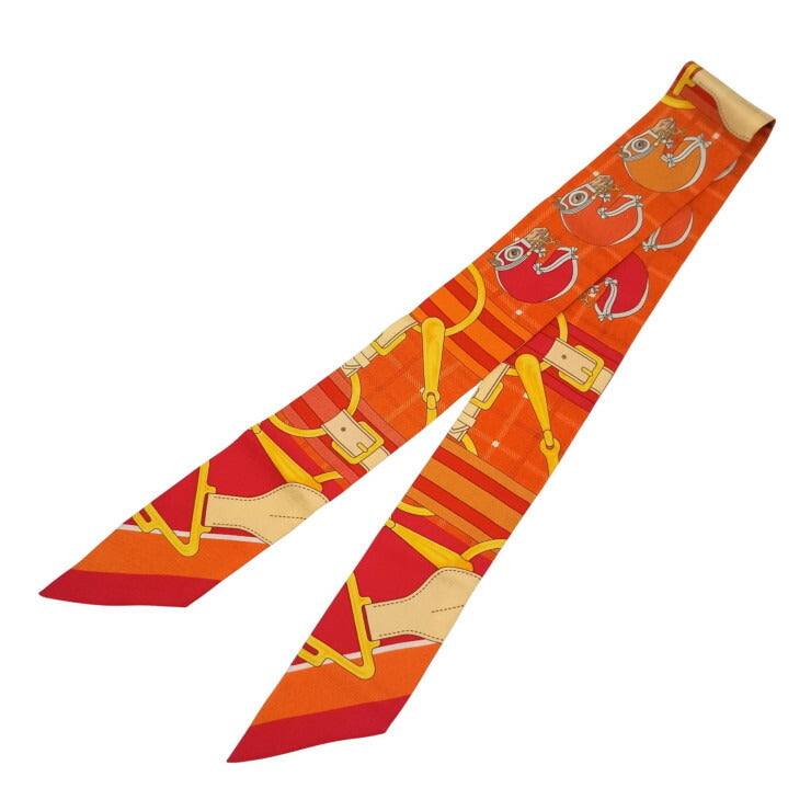 HERMES エルメス リボンスカーフ ツイリー マルチカラー系 シルク100％ レディース BOUQUETS SELLIER 美品