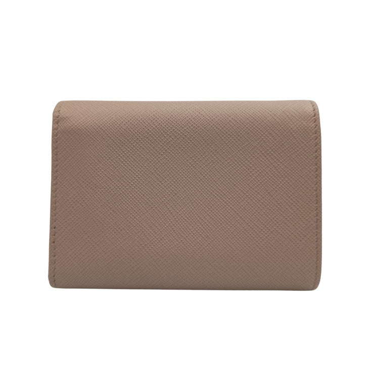 PRADA プラダ 三つ折り財布 1MH025 ベージュ系 サフィアーノレザー レディース ゴールド金具 美品