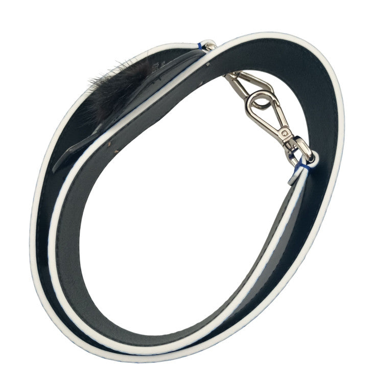 FENDI フェンディ ショルダーストラップ STRAP YOU KARLITO ストラップ ユー カーリト カールラガーフェルド ブルー ブラック ホワイト系 パイソン レザー ファー ユニセックス シルバー金具 美品