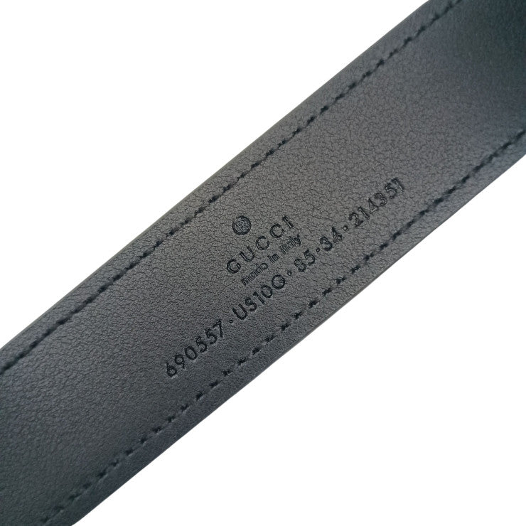 GUCCI グッチ ベルト インターロッキングG 690557 ブラック系 カーフレザー ユニセックス ゴールド金具 超美品