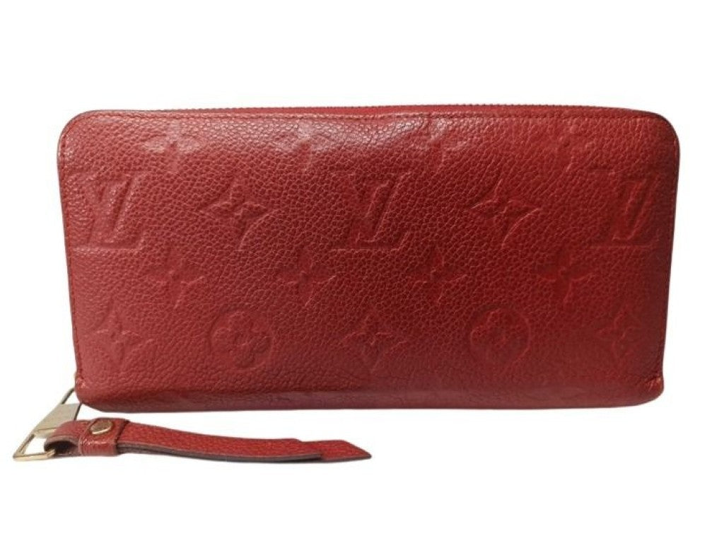 LOUIS VUITTON ルイヴィトン 長財布 ジッピー ウォレット M61865 スリーズ（レッド）系 モノグラム アンプラント レディース ラウンドファスナー ゴールド金具 美品
