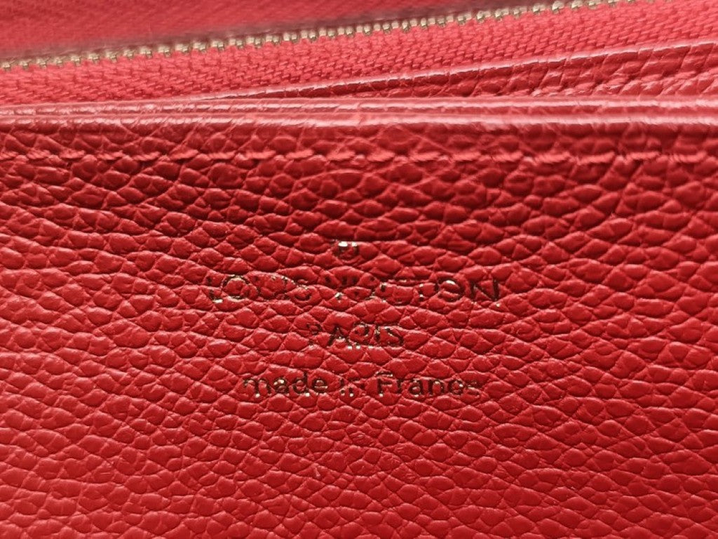 LOUIS VUITTON ルイヴィトン 長財布 ジッピー ウォレット M61865 スリーズ（レッド）系 モノグラム アンプラント レディース ラウンドファスナー ゴールド金具 美品
