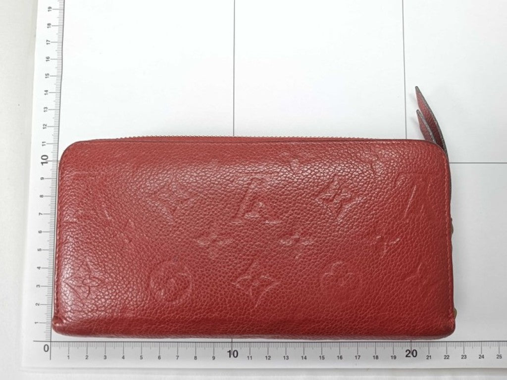 LOUIS VUITTON ルイヴィトン 長財布 ジッピー ウォレット M61865 スリーズ（レッド）系 モノグラム アンプラント レディース ラウンドファスナー ゴールド金具 美品