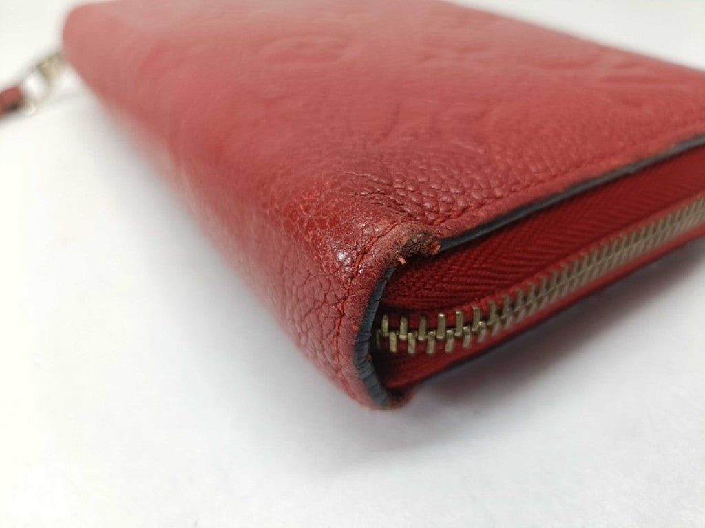 LOUIS VUITTON ルイヴィトン 長財布 ジッピー ウォレット M61865 スリーズ（レッド）系 モノグラム アンプラント レディース ラウンドファスナー ゴールド金具 美品